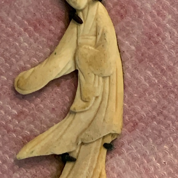 Sold Vintage Chinese enameled box with bone Geisha s on top - Picture 7 of 7